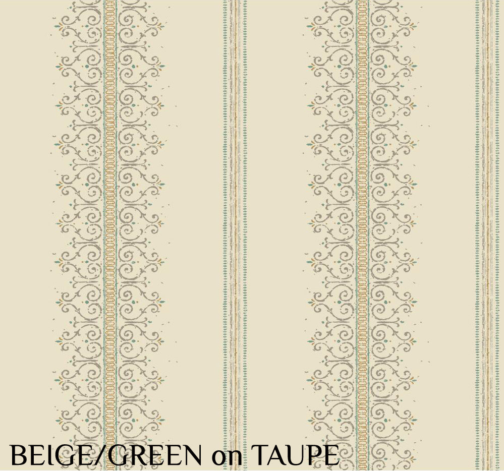 Carey Lind Designs "Radiant Filigree" Beige/Green on Taupe Wallpaper