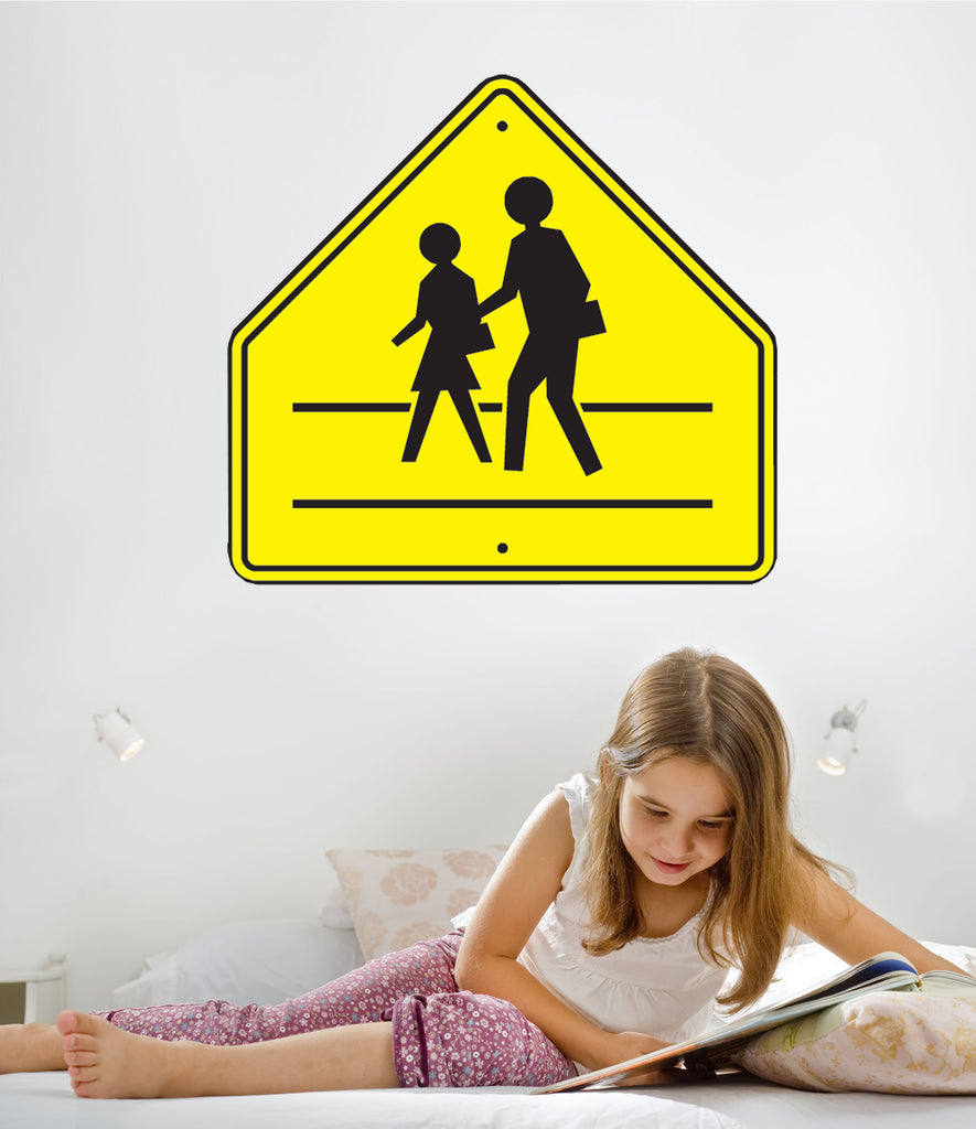 School Crossing Sign Wall Decal Installed