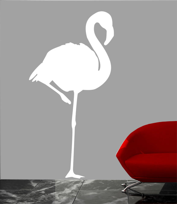 Flamingo Silhouette White Wall Decal Cutout Installed