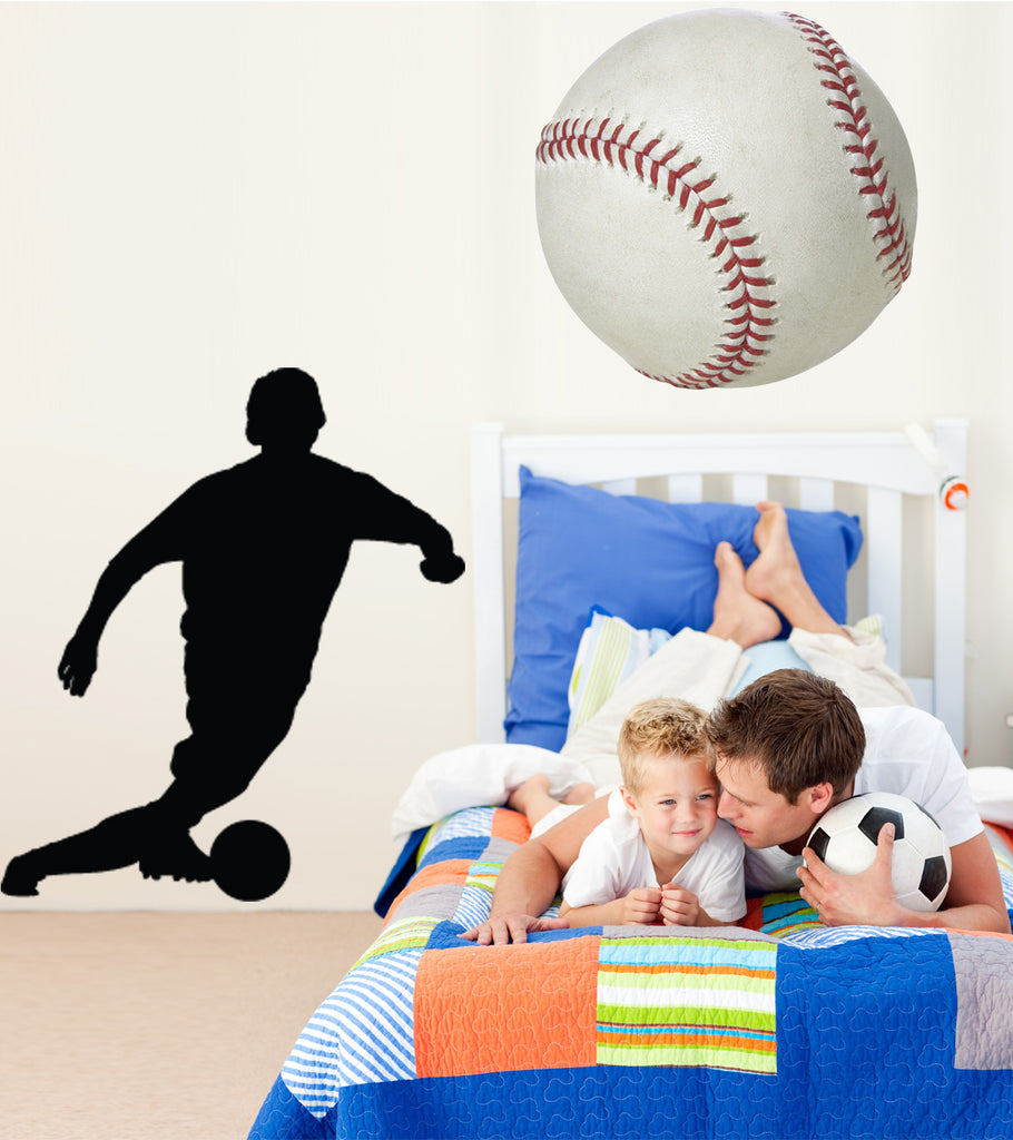 Soccer V Silhouette Wall Decal Cutout Installed