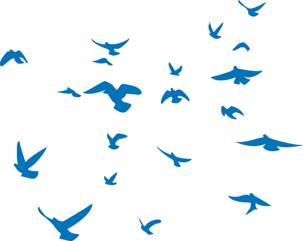 Soaring Birds Blue Silhouette Wall Decal Set