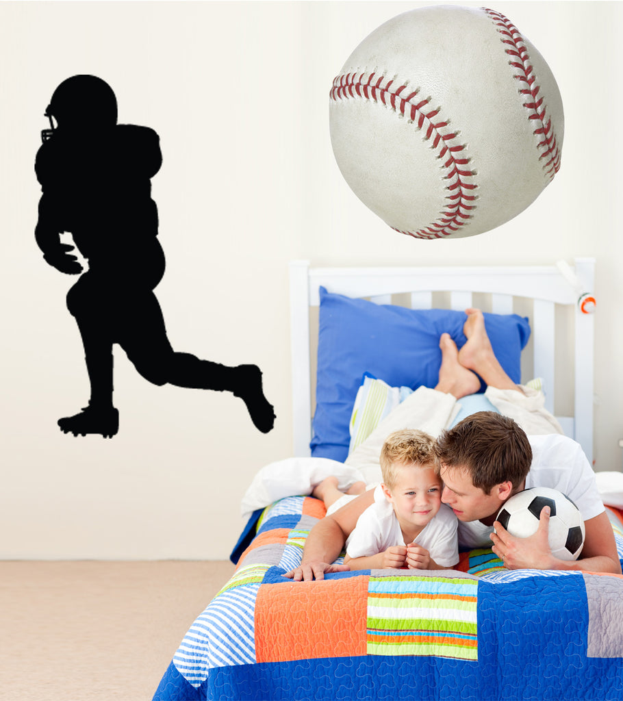 Football Runner Silhouette Wall Decal Cutout Installed