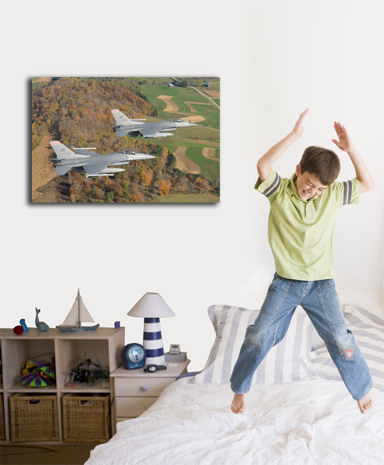 Dual F-16' Fighting Falcons Canvas Installed
