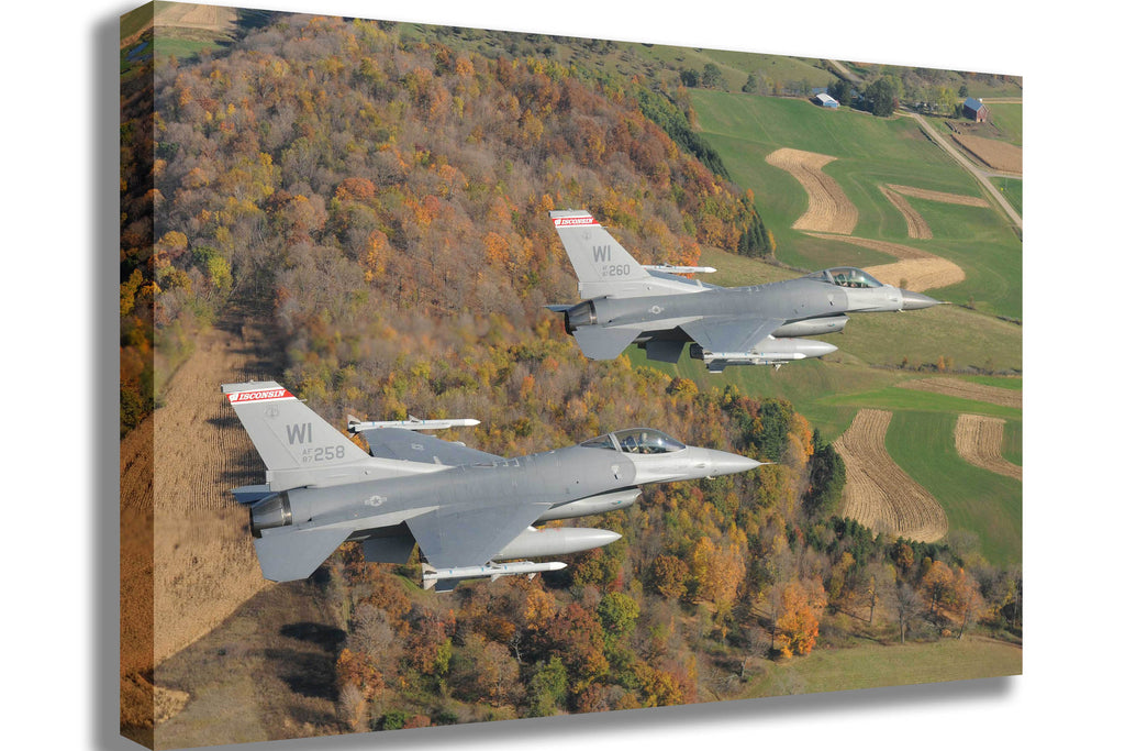 Dual F-16' Fighting Falcons Canvas Printed