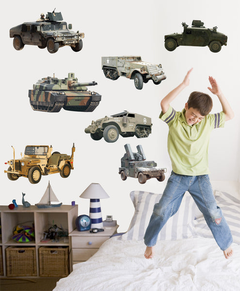 Military Ground Vehicle Multi-Pack Wall Decal Cutouts Installed