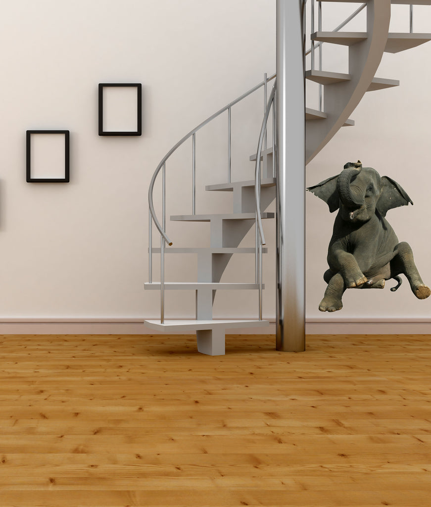 Sitting Baby Elephant Wall Decal Cutout Installed