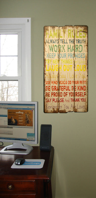 Family Rules Wood Plaque 16"x32" Installed