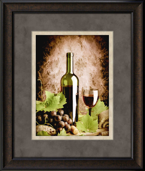 Wine & Grapes Framed Art 19.25"x23.25"