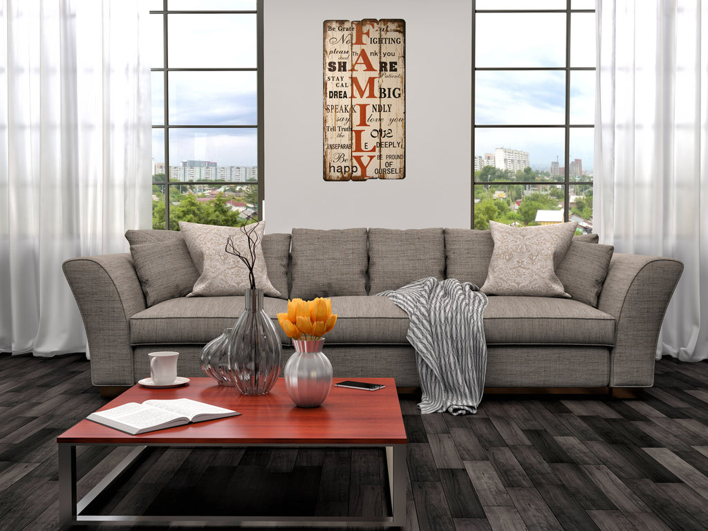 Family Wood Plaque 16"x32" Installed