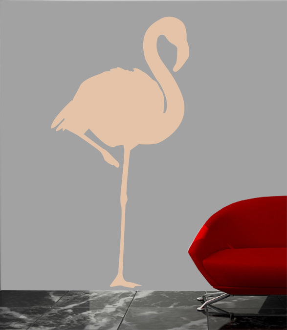 Flamingo Silhouette Pink Wall Decal Cutout Installed