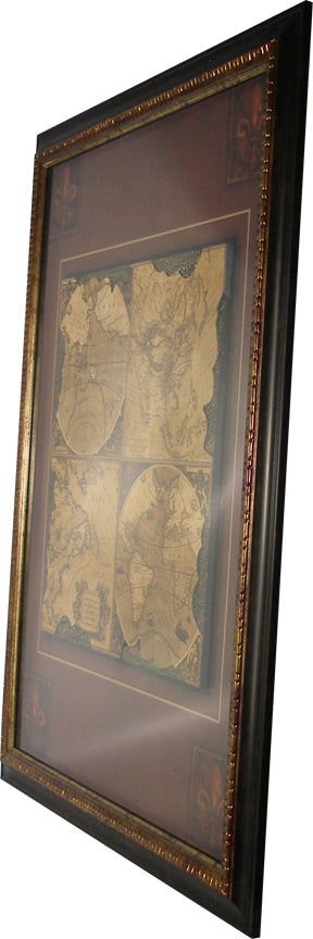 Old World Map Corners Framed Art 25.5"x31.5" Angle