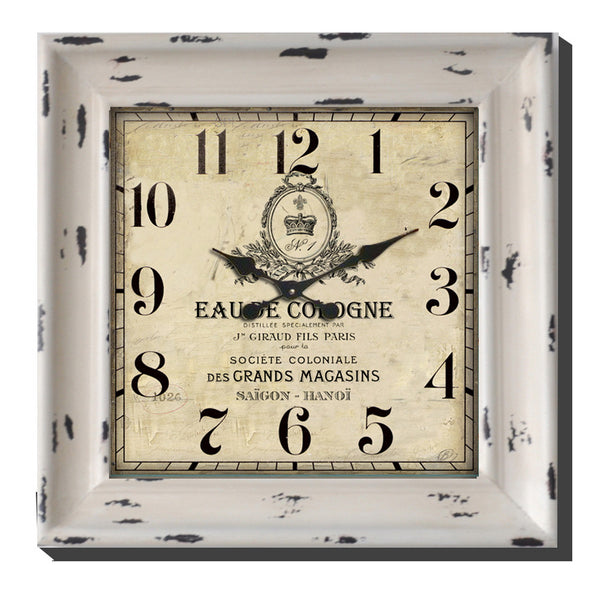 Weathered Cream Wall Clock - Square 23"x23"