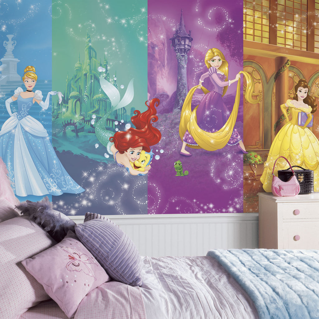 Disney Princess Scenes Prepasted Wall Mural 10.5'W x 6'H Installed
