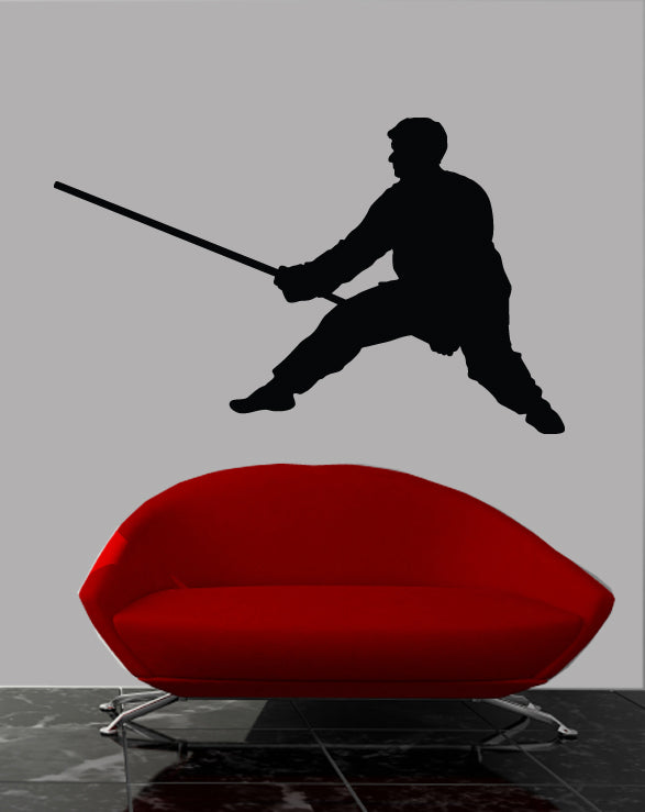 Martial Arts Staff Silhouette Wall Decal Cutout Installed