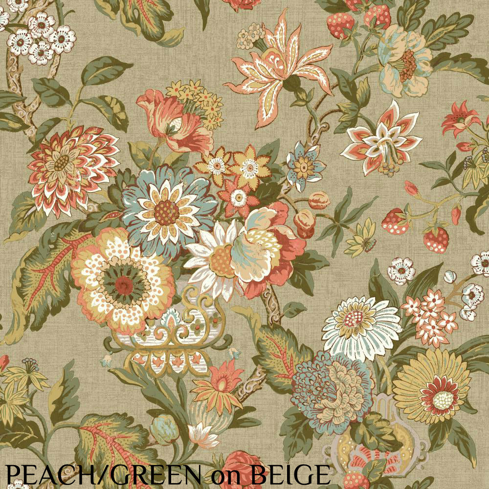 Waverly "Graceful Garden" Peach/Green Wallpaper