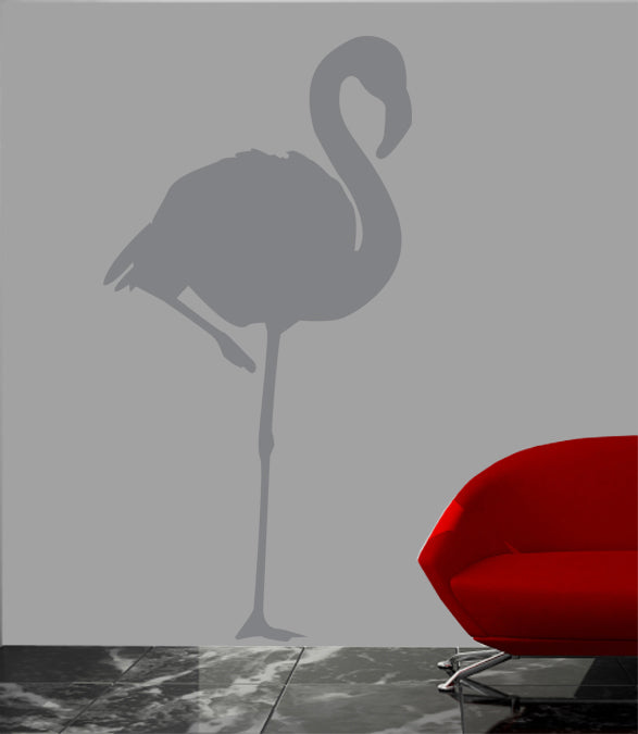 Flamingo Silhouette Gray Wall Decal Cutout Installed