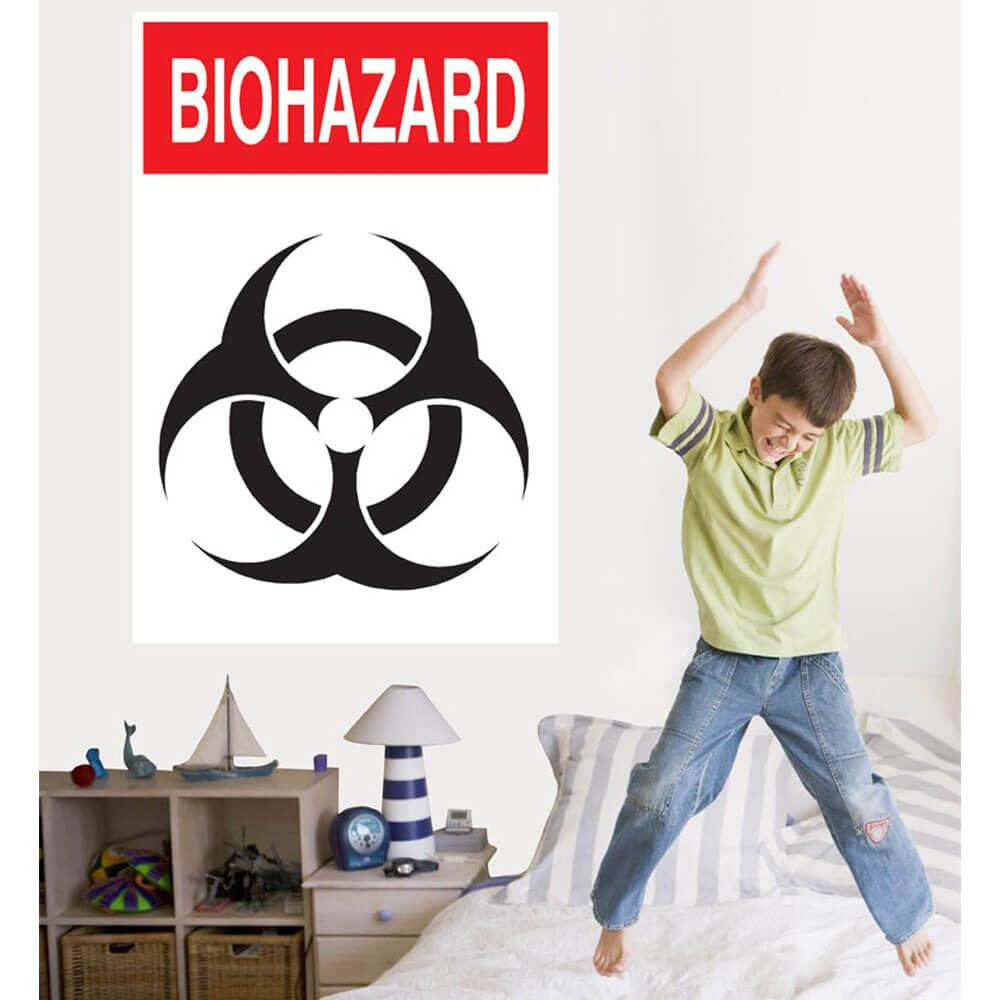 Biohazard Sign Wall Decal Installed
