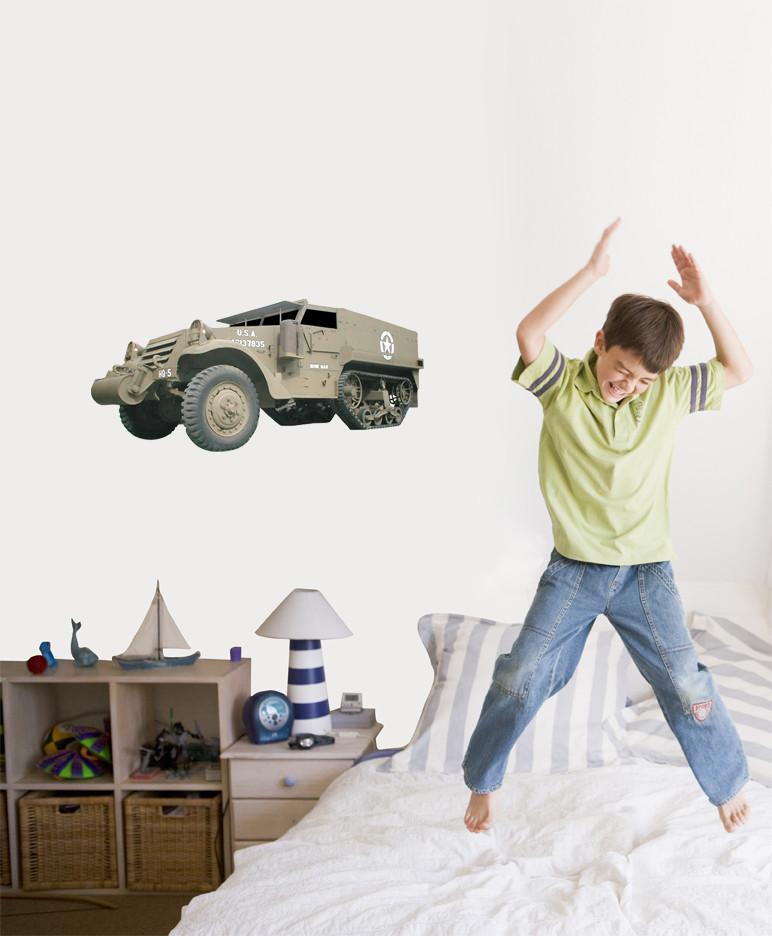 Half-Track Wall Decal Cutout Installed
