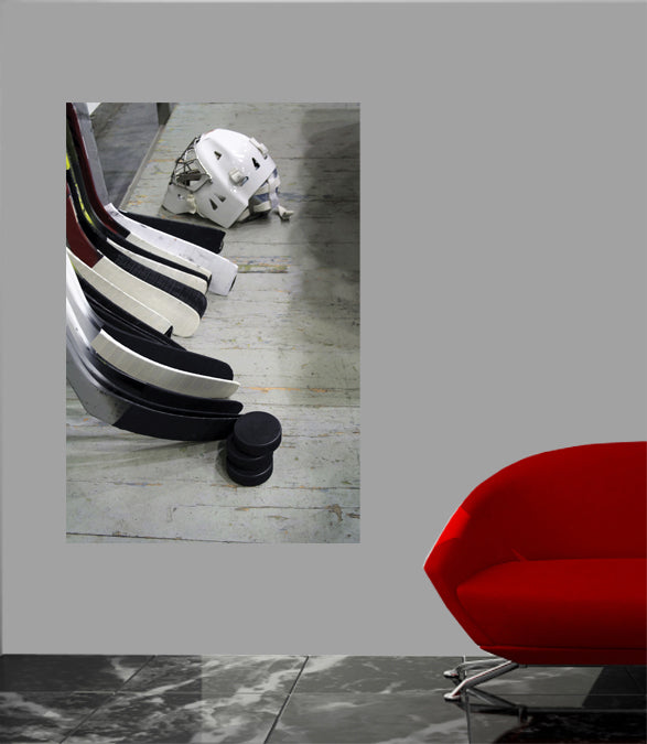 Hockey Equipment Wall Decal Poster Installed