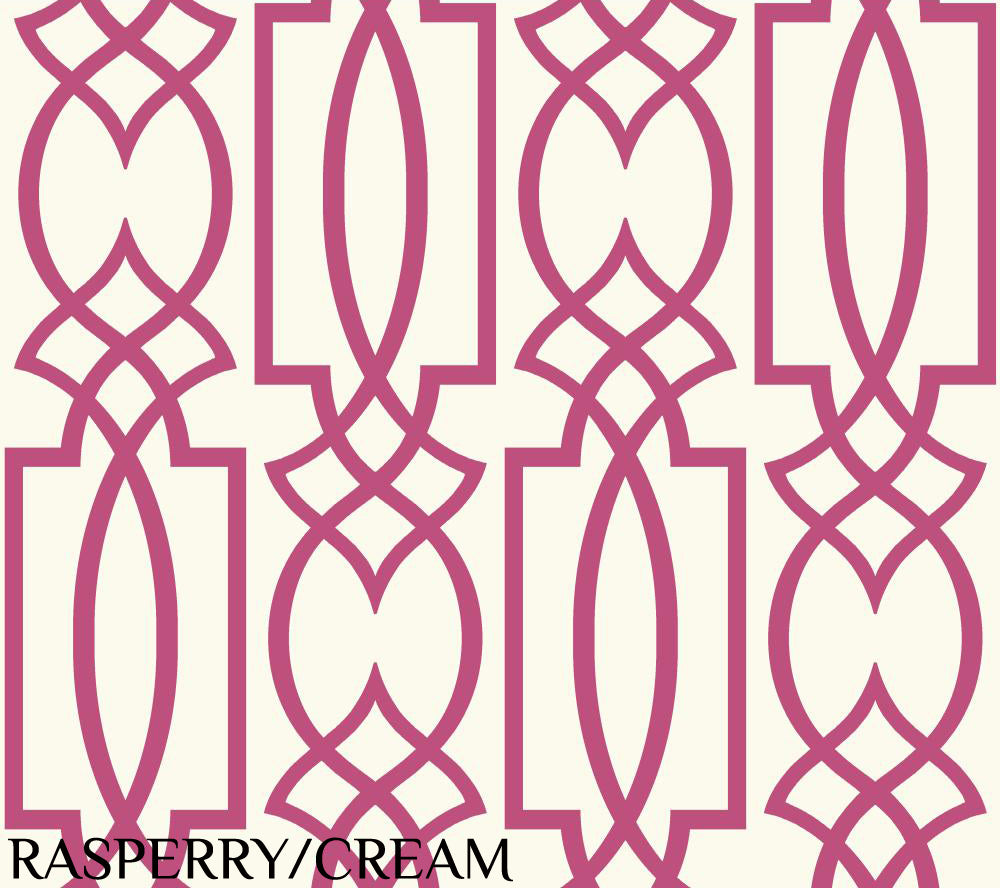 Carey Lind Designs "Large Lattice" Raspberry/Cream Wallpaper