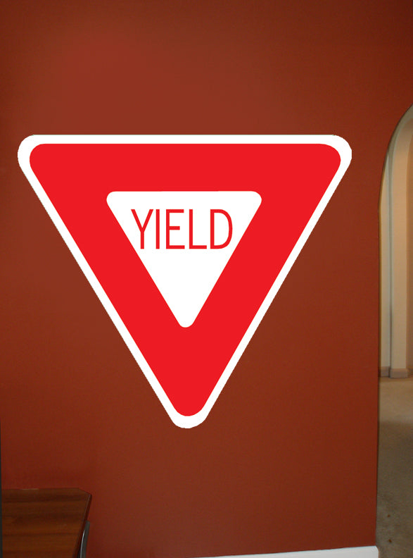 Yield Sign Wall Decal Installed
